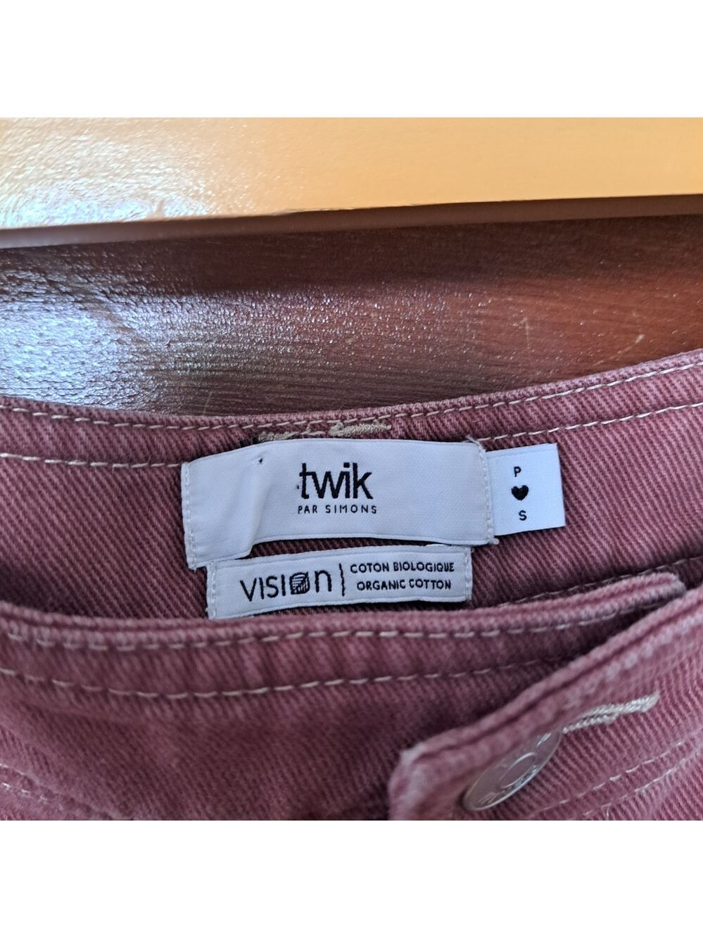 Twik Organic Cotton Cargo Pants | Burgundy | High Waist | Petite Small - Picture 6 of 10